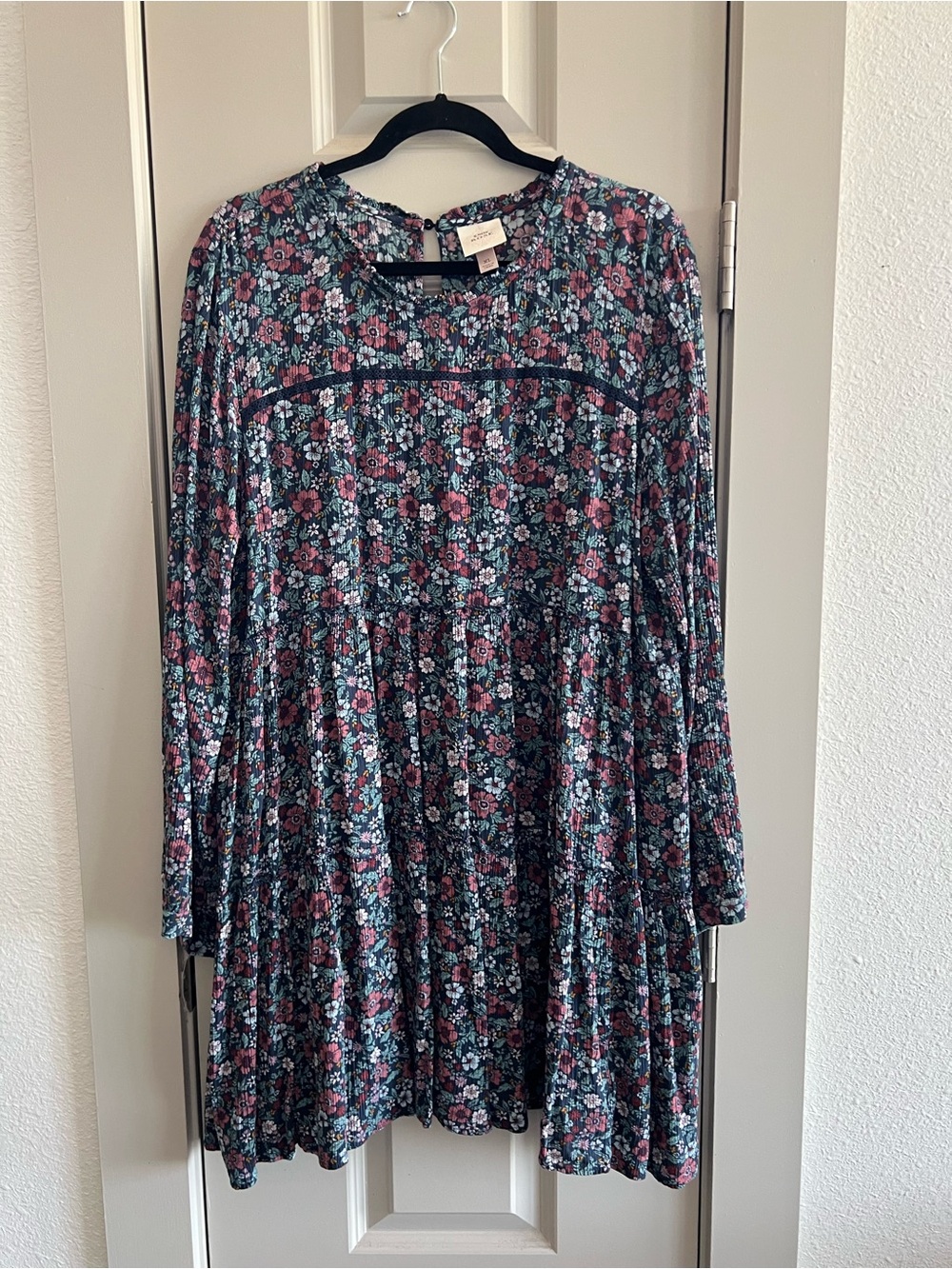 Knox Rose Navy Floral Smocked Yoke Dress